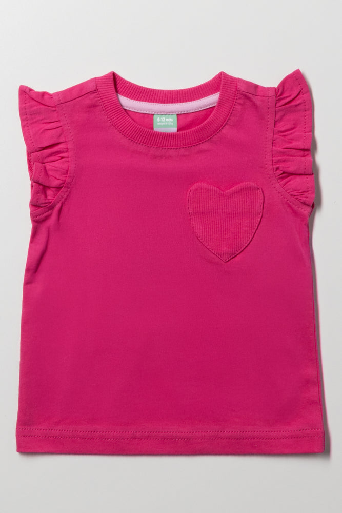 Frill Sleeve Vest Pink