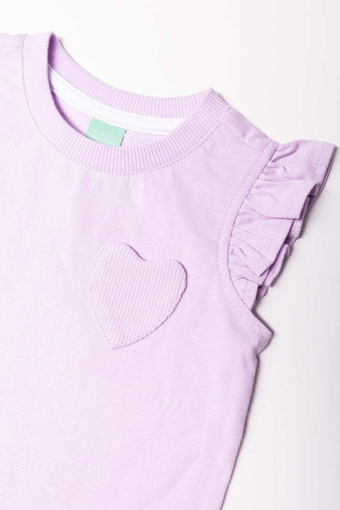 Frill Sleeve Vest With Pocket Lilac (1)