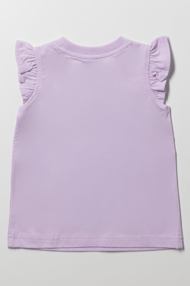 Frill Sleeve Vest With Pocket Lilac (2)