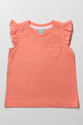 Frill Sleeve Vest With Pocket Orange