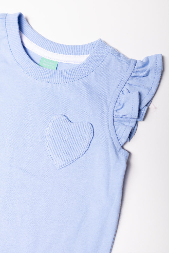 Frill Sleeve Vest With Pocket Blue (1)