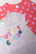 2 Pack Cutest Ever T-Shirts Grey And Pink (1)