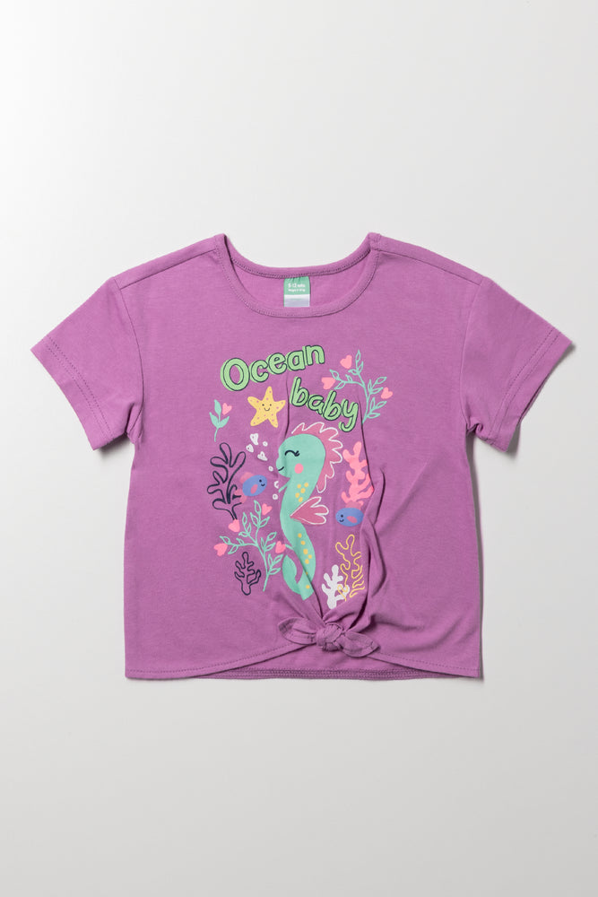 Front Tie T-Shirt Purple