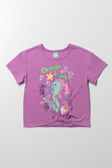 Front Tie T-Shirt Purple