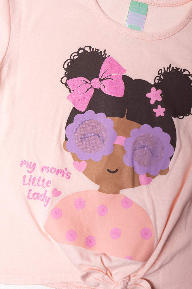 Front Tie Short Sleeve T-Shirt Pink (1)