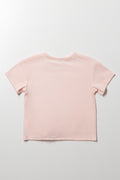 Front Tie Short Sleeve T-Shirt Pink (2)