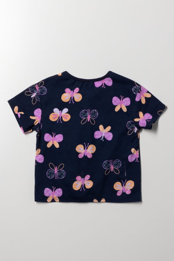 Front Tie T-Shirt Navy (2)