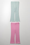 2 Pack Flare Leggings Green And Pink