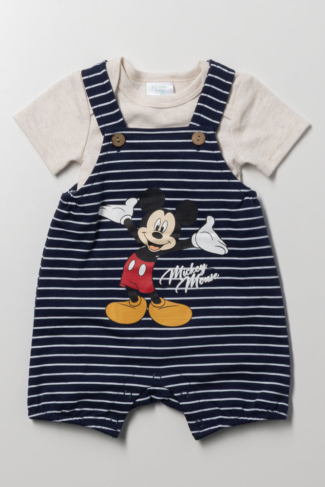 Mickey Mouse Dungaree Set Navy