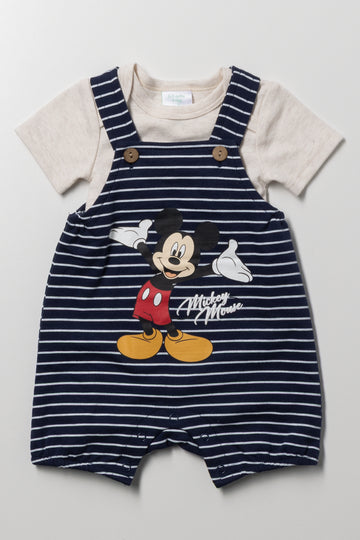 Mickey Mouse Dungaree Set Navy