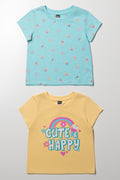 2 Pack Short Sleeve T-Shirts Yellow And Blue