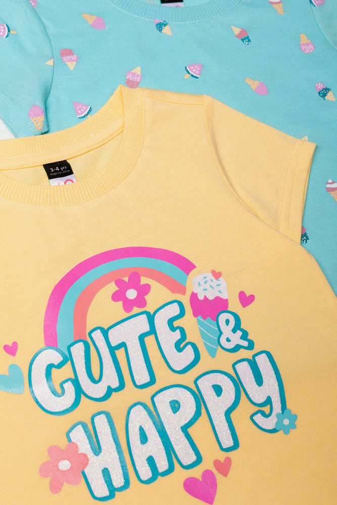 2 Pack Short Sleeve T-Shirts Yellow And Blue (1)