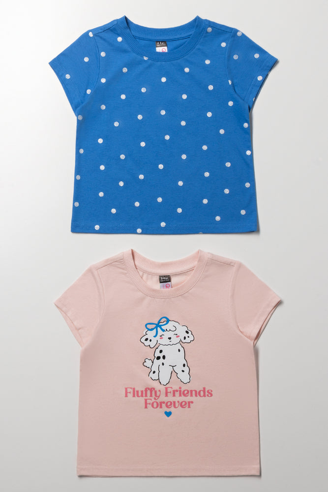 2 Pack Poodle T-Shirts Blue & Pink