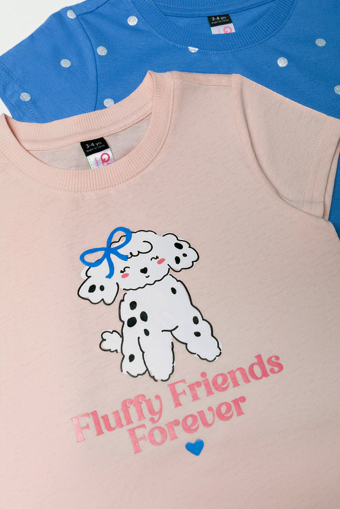 2 Pack Poodle T-Shirts Blue & Pink