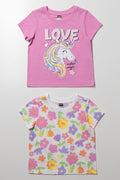 2 Pack Unicorn Short Sleeve T-Shirts Pink