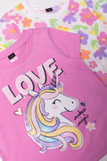 2 Pack Unicorn Short Sleeve T-Shirts Pink (1)