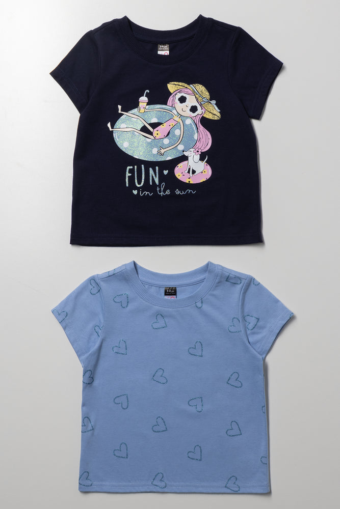 2 Pack Fun In The Sun Short Sleeve T-Shirts Blue