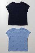 2 Pack Fun In The Sun Short Sleeve T-Shirts Blue (2)