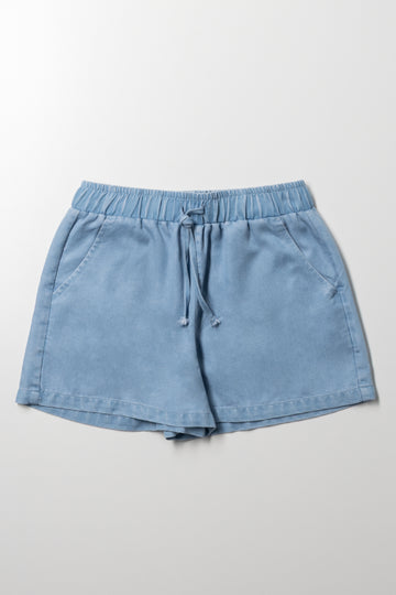 Pull On Denim Shorts Blue
