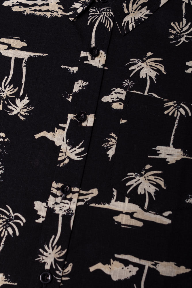 Floral Short Sleeve Shirt Black