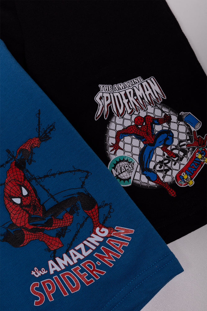 Spiderman 2 Pack Knit Shorts Blue & Black (1)