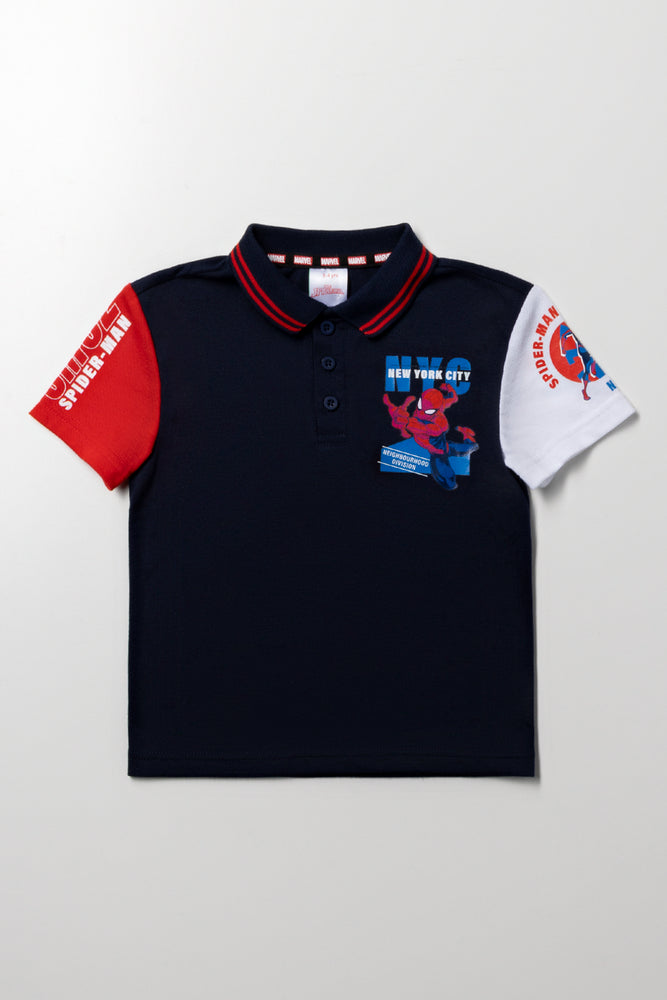 Spider-Man Short Sleeve Golfer Blue