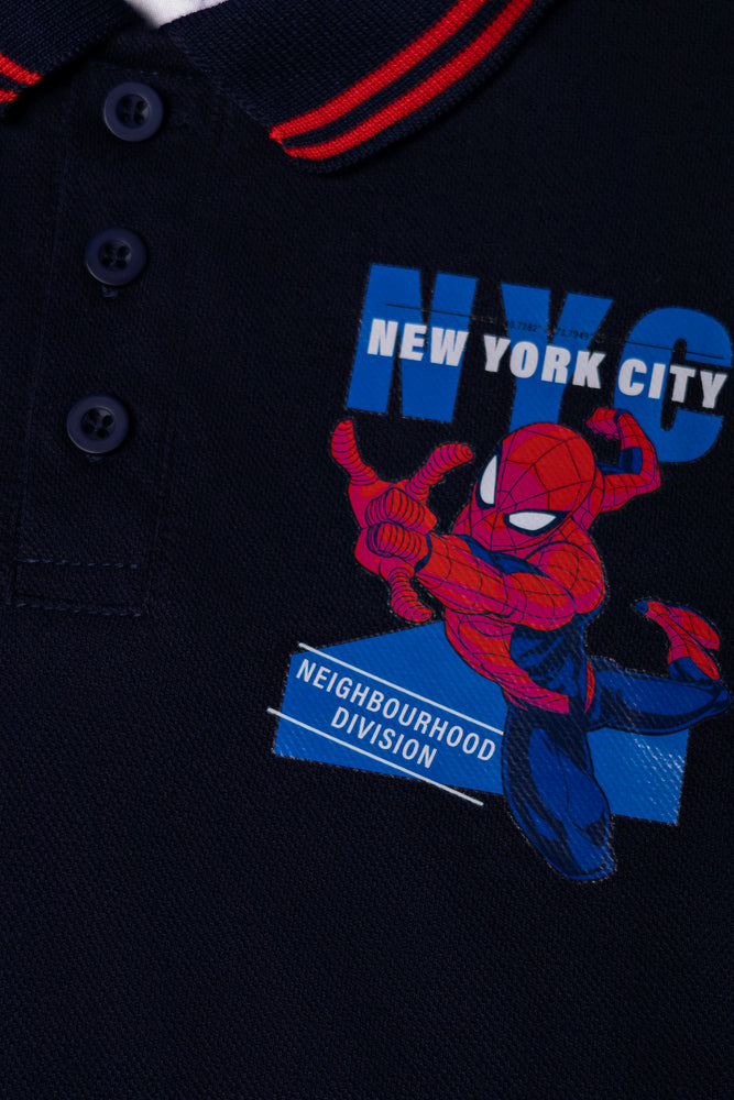 Spider-Man Short Sleeve Golfer Blue (1)