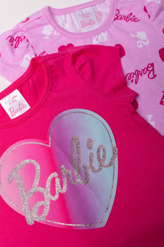 Barbie 2 Pack T-Shirts Pink