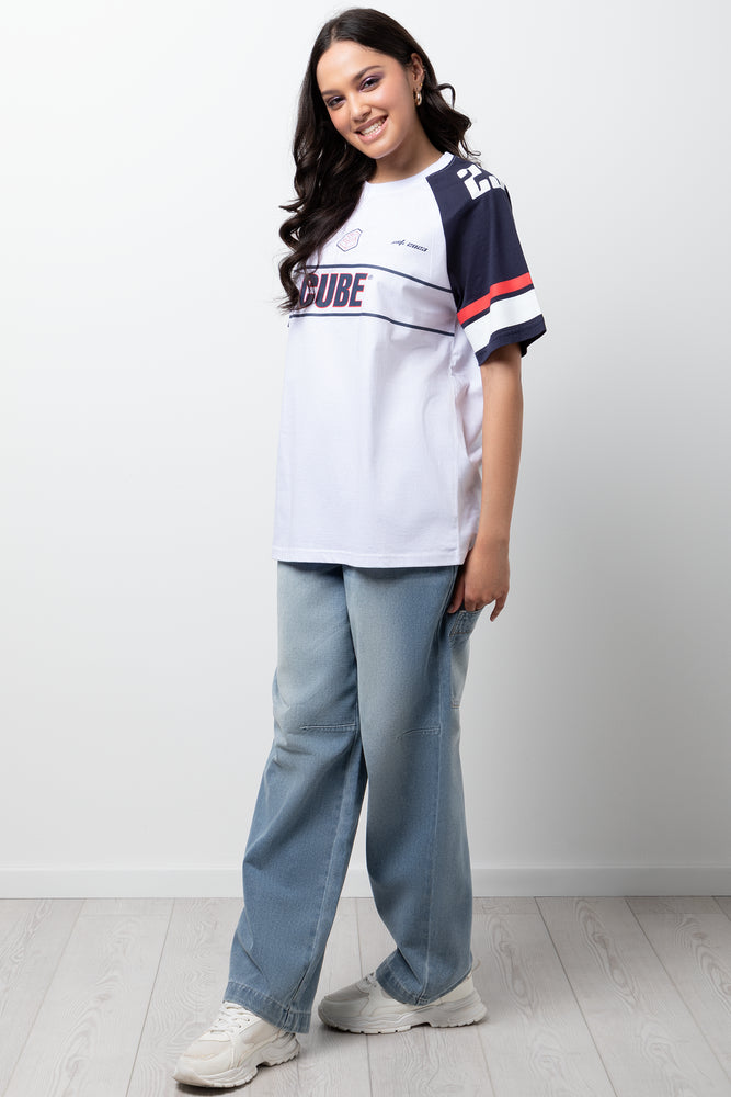 Oversized Graphic T-Shirt Navy & White
