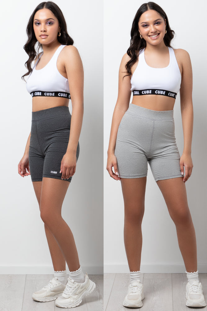 2 Pack Cycling Shorts Charcoal & Grey