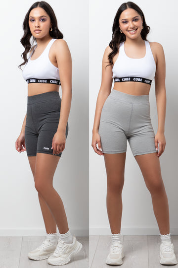 2 Pack Cycling Shorts Charcoal & Grey