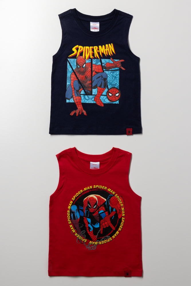 Spider-Man 2 Pack Sleeveless Vests Red And Navy