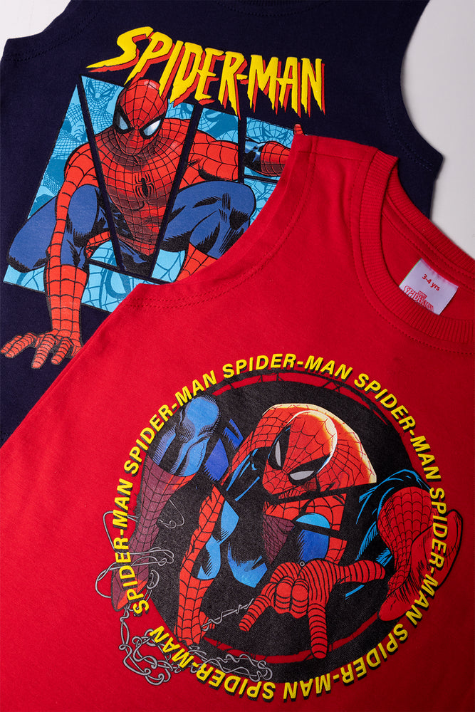 Spider-Man 2 Pack Sleeveless Vests Red And Navy
