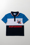 Superman Short Sleeve Golfer Blue