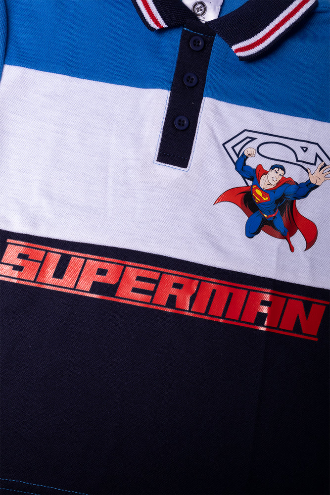 Superman Short Sleeve Golfer Blue