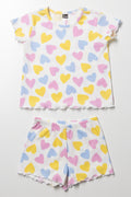 Heart Rib Short Pyjamas Set Cream