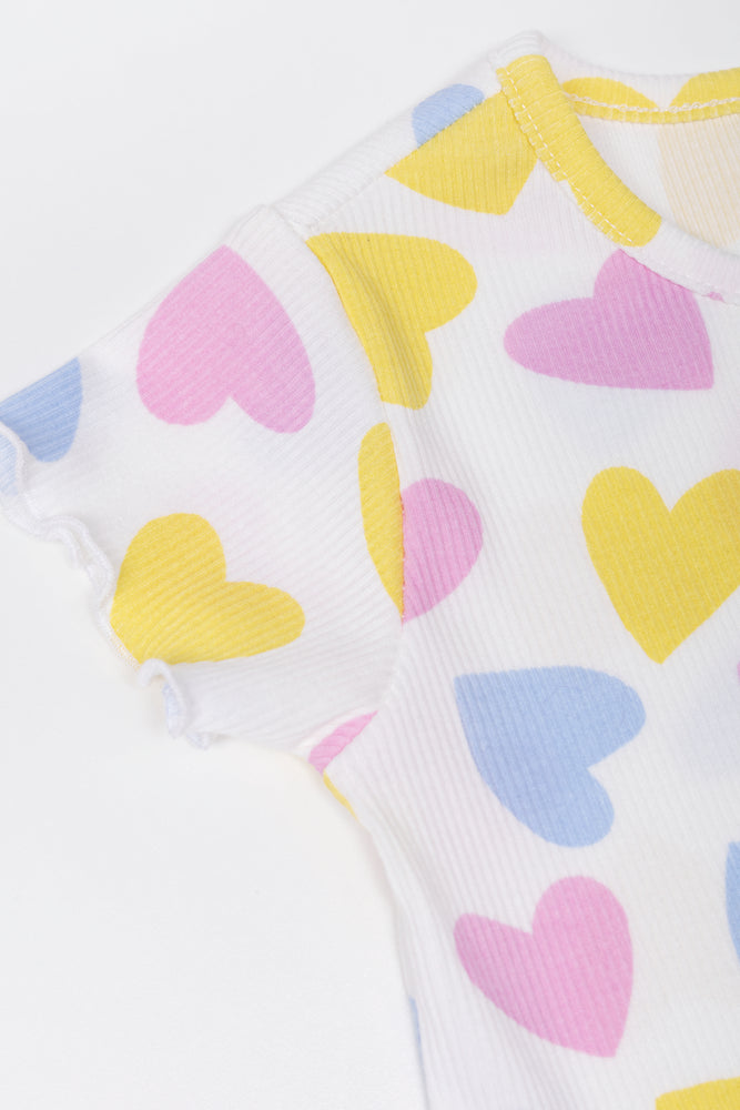 Heart Rib Short Pyjamas Set Cream (1)