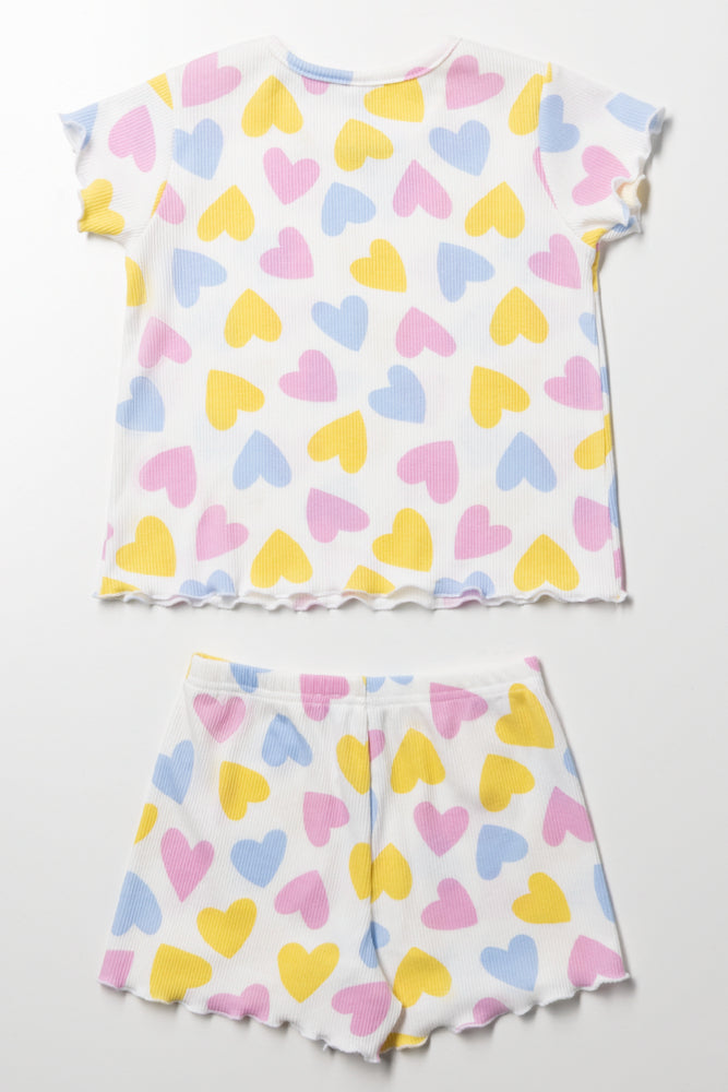 Heart Rib Short Pyjamas Set Cream (3)