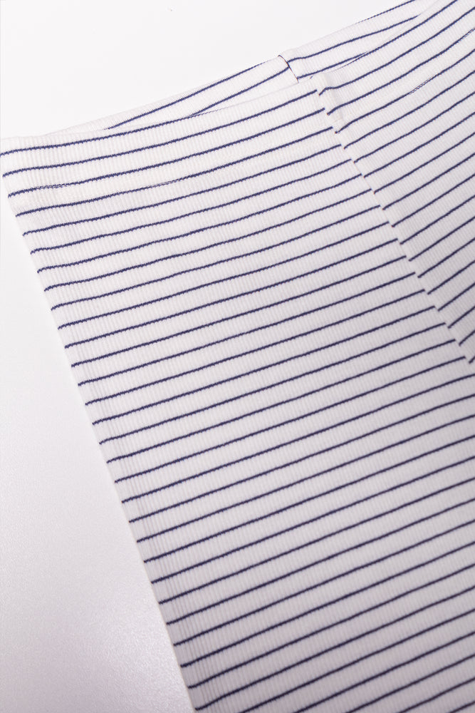Stripe Rib Cycle Shorts White