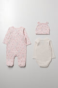 3 Pack Babygrow Set Pink (4)