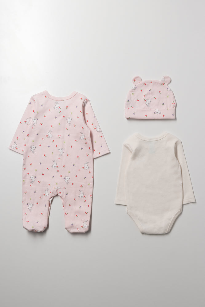 3 Pack Babygrow Set Pink (4)