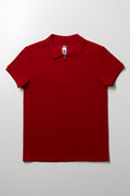 Textured Short Sleeve Golfer Red