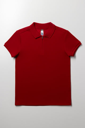 Textured Short Sleeve Golfer Red