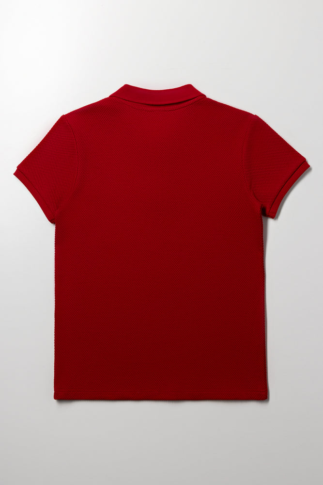 Textured Short Sleeve Golfer Red (2)