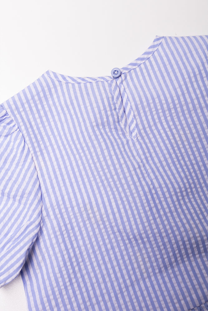 Lemon Peplum Bow Tie Top Blue (2)