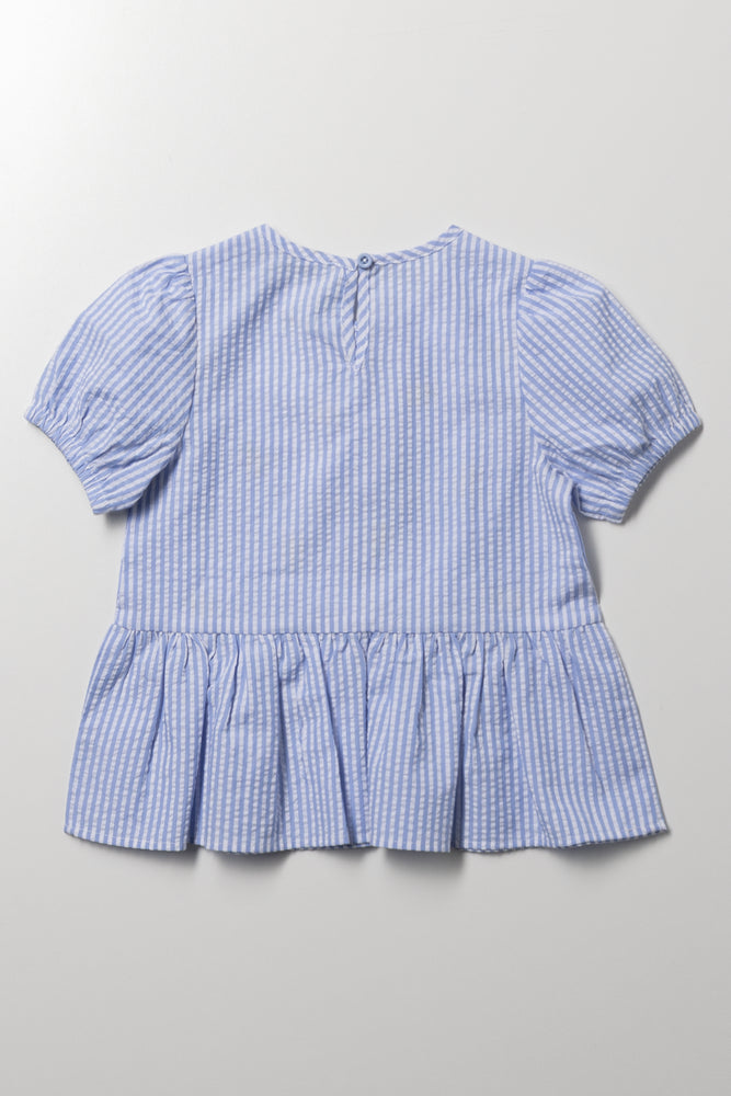 Lemon Peplum Bow Tie Top Blue (3)