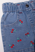 Cherry Paperbag Denim Shorts Blue (1)