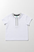 Textured Zip Golfer White