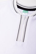Textured Zip Golfer White (1)