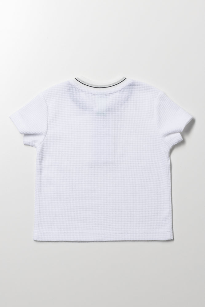 Textured Zip Golfer White (2)